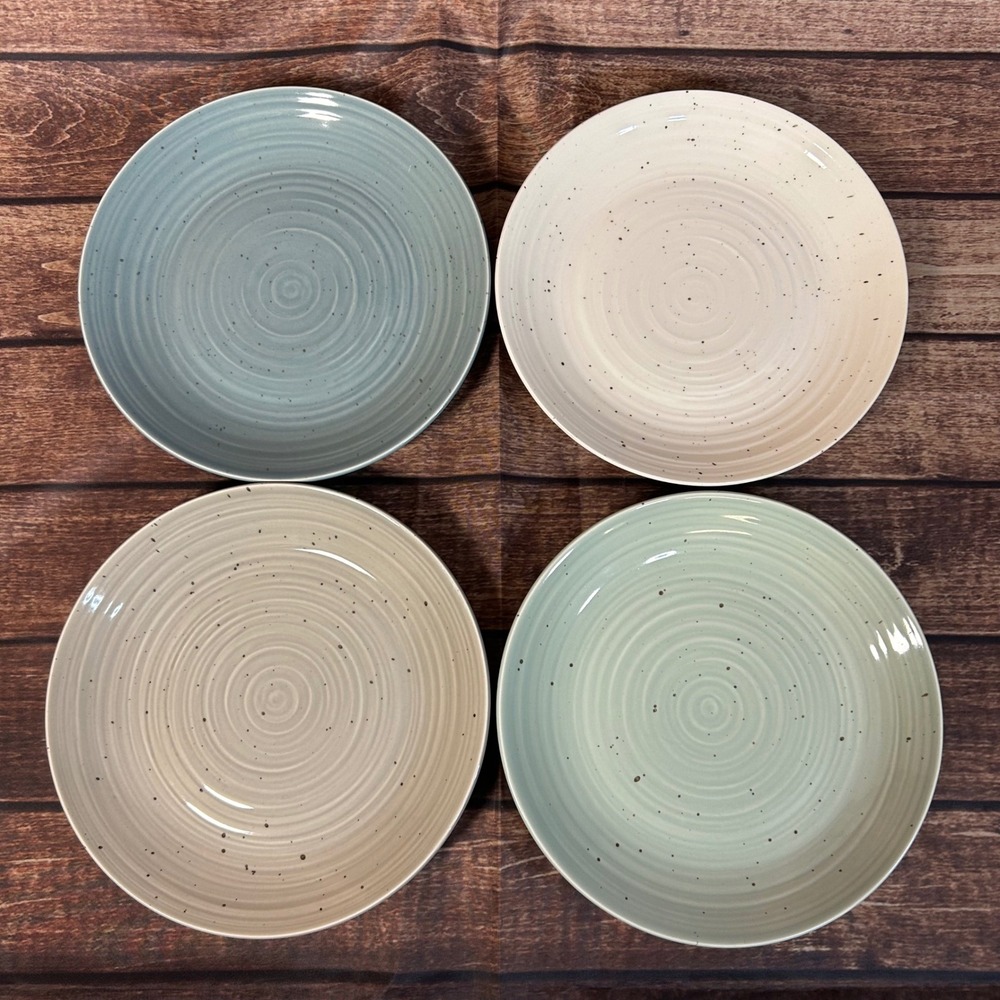 Sango Stoneware Siterra Artist's Blend Speckled Salad Plates Set of 4 8.25"